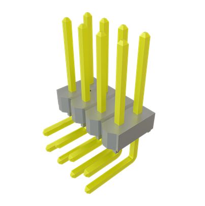 Samtec TSW Series Right Angle Through Hole PCB Header, 8 Contact(s), 2.54 mm Pitch, 2 Row(s), Unshrouded [TSW-104-25-G-D-RA]; 644-581