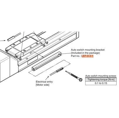 SMC Switch Mounting Bracket, LEF Series, For Use With Actuator [LEF-D-2-1]; 645-828