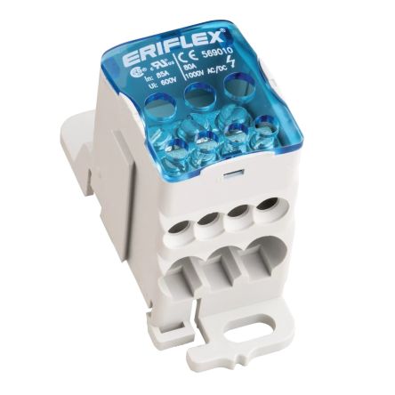 nVent ERICO Distribution Block, 1 Way, 500A, 1 kV, White [569201]; 646-818