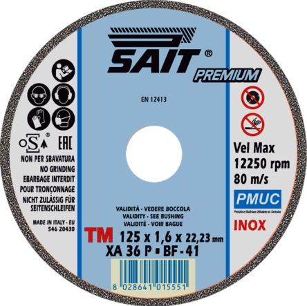 SAIT PMUC Cutting Disc, 125mm x 1.6mm Thick [1000001555]; 646-973