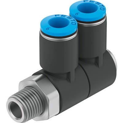 Festo QSLV2 Series Threaded-to-Tube, NPT 1/2 Male to 1/2 in, Threaded-to-Tube Connection Style, 190775 [QSLV2-1/2-1/2-U]; 647-195
