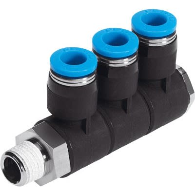 Festo QSLV3 Series Threaded-to-Tube, NPT 1/8 Male to 1/4 in, Threaded-to-Tube Connection Style, 190779 [QSLV3-1/8-1/4-U]; 647-199