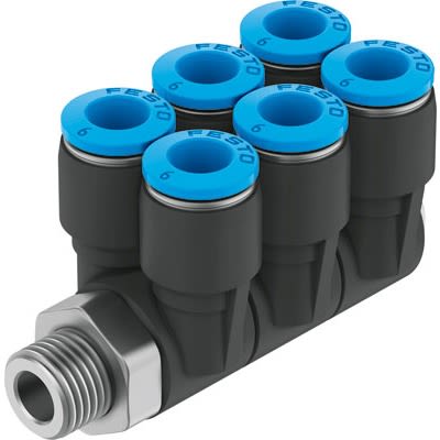 Festo QSLV6 Series Threaded-to-Tube, NPT 1/4 Male to 1/4 in, Threaded-to-Tube Connection Style, 190805 [QSLV6-1/4-1/4-U]; 647-200
