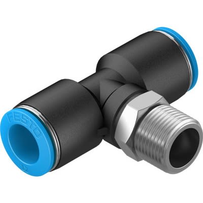 Festo QST Series Push-in Fitting, R 3/8 Male to For tubing outside diameter 12 mm, Threaded-to-Tube Connection Style, [QST-3/8-12-20]; 647-218