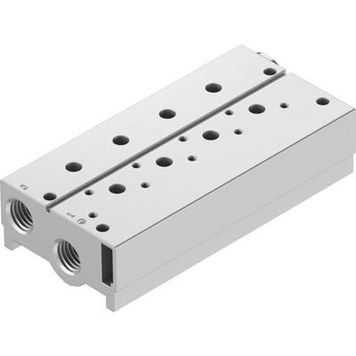 Festo VABM-B10 series 4 station NPT 3/8 Manifold for use with Solenoid And Pneumatic Valve, 8026308 [VABM-B10-25S-N38-4-P3]; 647-228