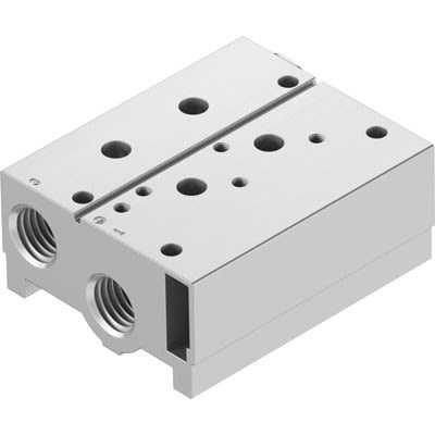 Festo VABM-B10 series 2 station NPT 1/2 Manifold for use with Solenoid And Pneumatic Valve, 8026422 [VABM-B10-30S-N12-2-P3]; 647-311
