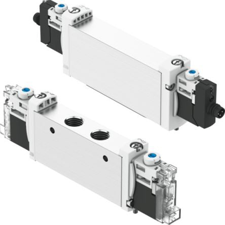 Festo 2x3/2-Way, Closed, Monostable Pneumatic Solenoid Valve - Electrical VUVG Series 24V dc [VUVG-B14-T32C-AZT-F-1H2L-W1]; 647-341