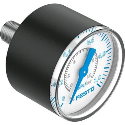 Festo G 1/8 Analogue Pressure Gauge 10bar Inline 40mm Outside Diameter [PAGN-40-1M-G18PA]; 647-497