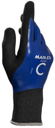Mapa Krytech 574 Black, Blue Nitrile Abrasion Resistant, Anti-Static, Cut Resistant, Dirt Repellent, General Purpose, [34574006]; 648-479