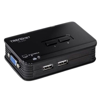 Trendnet 2 Port Dual Monitor USB SVGA, VGA KVM Switch, 2048 x 1536 Maximum Resolution [TK-207K]; 649-612