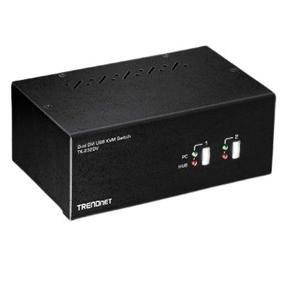 Trendnet 2 Port Dual Monitor USB DVI KVM Switch, 3.5 mm Jack 2048 x 1536 Maximum Resolution [TK-232DV]; 649-615