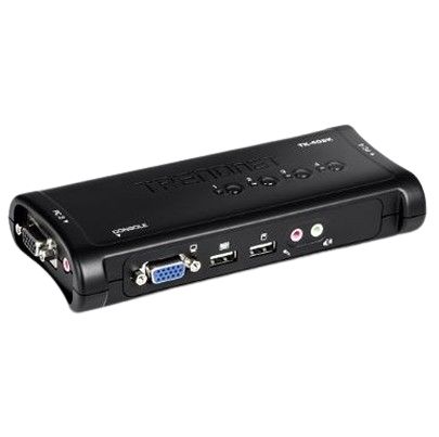 Trendnet 4 Port Quad Monitor USB SVGA, VGA KVM Switch, 3.5 mm Jack 2048 x 1536 Maximum Resolution [TK-409K]; 649-617