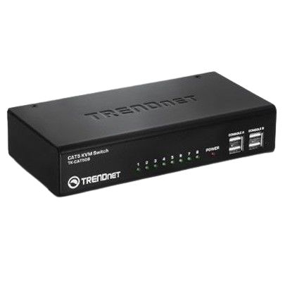 Trendnet 8 Port 8 PS/2, USB VGA KVM Switch, 1600 x 1200 Maximum Resolution [TK-CAT508]; 649-619