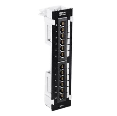 Trendnet TC Series Cat5e, Cat6 12 Port RJ45 Patch Panel Unshielded 253mm Black, White [TC-P12C6V]; 649-644