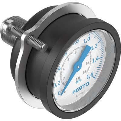 Festo G 1/4 Analogue Pressure Gauge 16bar Panel 40mm Outside Diameter [PAGN-P-40-1.6M-G14]; 650-491