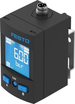 Festo SPAU Series Pressure Sensor, -1bar Min, 10bar Max, Analogue Output, Relative Reading [SPAU-B11R-W-Q6D-L-PNLK-PNVBA-M8U]; 650-638