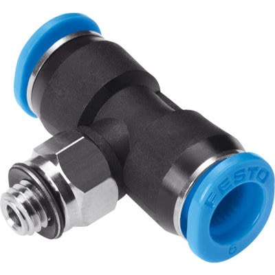 Festo QSMT Series Push-in Fitting, M5 Male to For tubing outside diameter 6 mm, Threaded-to-Tube Connection Style, [QSMT-M5-6]; 650-759
