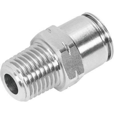 Festo CRQS Series Push-in Fitting, NPTF 1/2 Male to 1/2 in, Threaded-to-Tube Connection Style, 565325 [CRQS-1/2-1/2-U]; 650-823