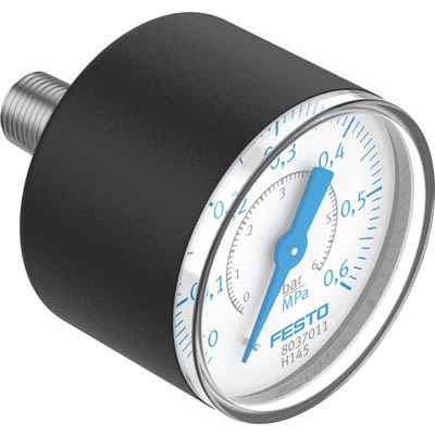 Festo R 1/8 Analogue Pressure Gauge 6bar Panel 40mm Outside Diameter [PAGN-40-0.6M-R18-1.6]; 651-049