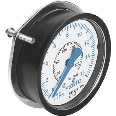 Festo G 1/4 Analogue Pressure Gauge 16bar Panel 63mm Outside Diameter [PAGN-P-63-1.6M-G14-1]; 651-054