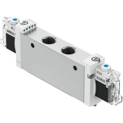 Festo 2x3/2-Way, Monostable, Open Pneumatic Solenoid Valve - Electrical G 1/4 VUVG Series 24V dc [VUVG-L18-T32U-MT-G14-1H2L-F1A]; 651-164