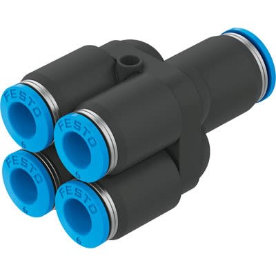 Festo QSQ Series Tube-to-Tube Adaptor, 5/16 in to 1/4 in, Tube-to-Tube Connection Style, 153816 [QSQ-5/16T-1/4-U]; 651-224
