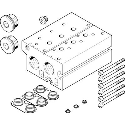 Festo VABM-B10 series 3 station NPT 3/4 Manifold for use with Solenoid And Pneumatic Valve, 8026405 [VABM-B10-30E-N34-3-P3]; 651-255