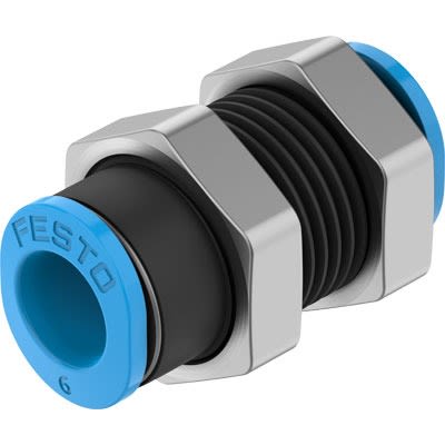 Festo QSMS Series Bulkhead, 6 mm to 6 mm, Tube-to-Tube Connection Style, 130781 [QSMS-6-100]; 651-419