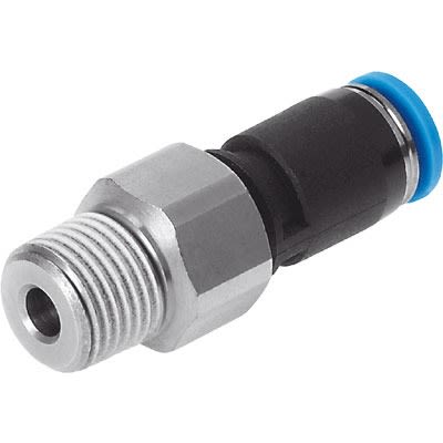 Festo QSR Series Push-in Fitting, NPT 1/8 Male to 1/4 in, Threaded-to-Tube Connection Style, 153954 [QSR-1/8-1/4-U]; 651-425