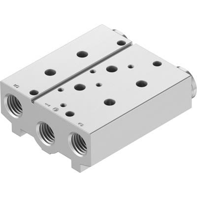 Festo VABM-B10 series 2 station NPT 3/8 Manifold for use with Solenoid And Pneumatic Valve, 8026270 [VABM-B10-25S-N38-2]; 651-452