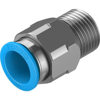 Festo QS Series Push-in Fitting, NPT 1/2 Male, Threaded-to-Tube Connection Style, 190682 [QS-1/2-5/8-U]; 651-530