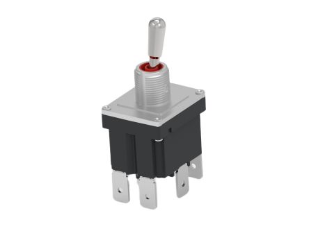 TE Connectivity Toggle Switch, Panel Mount, On-None-(On), Double Pole, Screw Terminal, 250V ac [DST12DS251]; 651-690