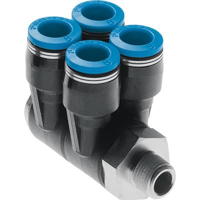 Festo QSLV4 Series Threaded-to-Tube, NPT 1/2 Male to 1/2 in, Threaded-to-Tube Connection Style, 190799 [QSLV4-1/2-1/2-U]; 651-740