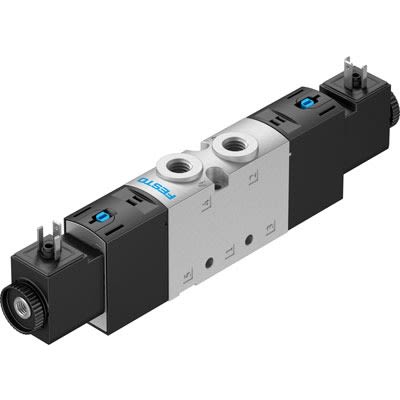 Festo 5/2 Bistable Pneumatic Solenoid Valve - Electrical G 1/8 VUVS Series 24V dc [VUVS-L20-B52-D-G18-F7-1C1+G]; 652-090