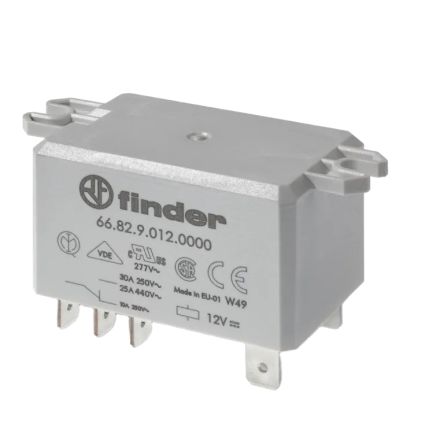 Finder PCB Mount Power Relay, 24V Coil, 30A Switching Current, DPST [66.82.9.024.1300]; 652-975