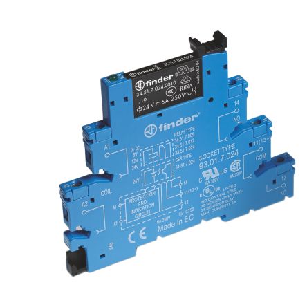 Finder 38.51 Series Electromechanical Interface Relay, DIN Rail Mount, 12V Coil, SPDT, 1-Pole, 6A Load [38.51.0.012.0060]; 653-002