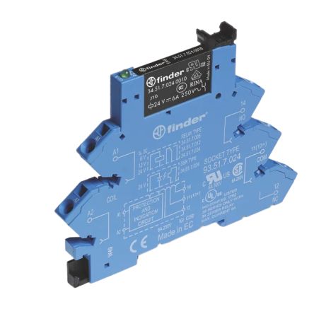 Finder 38.61 Series Electromechanical Interface Relay, DIN Rail Mount, 12V Coil, SPDT, 1-Pole, 6A Load [38.61.7.012.5050]; 653-007