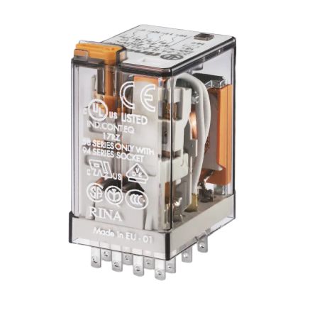 Finder Relay, 230V Coil, 7A Switching Current, 4PDT [55.34.8.230.5040]; 653-009