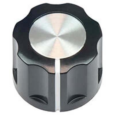 Vishay 16mm Black Potentiometer Knob for 1/4in Shaft Screw Fix, ACCKIR1612NLP14 [ACCKIR1612NLP14]; 653-049
