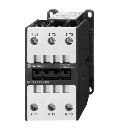 Finder Industrial Contactor 6K Series Contactor, 230 V Coil, 3-Pole, 32 A, 15 kW, 3 NO, 400 V ac [6K.13.8.230.4332]; 653-370