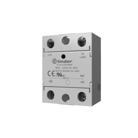 Finder 77 Series Series Solid State Relay, 125 A Load, DIN Rail Mount, 240 V ac/dc Load, 230 V ac/dc Control [77.H1.9.024.8250]; 653-381