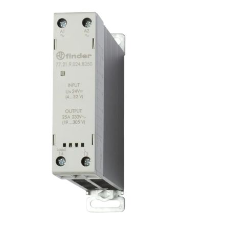 Finder 77 Series Series Solid State Relay, 25 A Load, DIN Rail Mount, 230 V ac/dc Load, 230 V ac/dc Control [77.21.9.024.8250]; 653-385