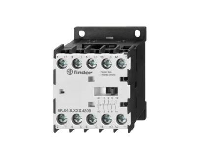 Finder Industrial Contactor 6K Series Contactor, 24 V Coil, 4-Pole, 9 A, 4 kW, 4 NO, 400 V ac [6K.04.8.024.4309]; 653-442