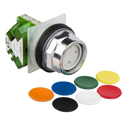 Schneider Electric 9001K Series Push Button Switch, Spring Return, Panel Mount, 30mm Cutout, 1 NO, 600V ac, IP66 [9001KR2UH5]; 653-859