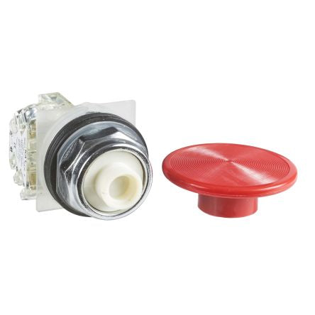 Schneider Electric 9001K Series Push Button Switch, Spring Return, Panel Mount, 30mm Cutout, 1 NC, 600V ac, IP66 [9001KR5RH6]; 654-087