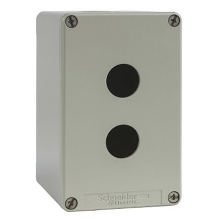 Schneider Electric Grey Die Cast Zinc Harmony XAP Enclosure - 2 Hole 22mm Diameter [XAPG29502]; 654-193
