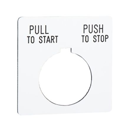 Schneider Electric Blank Legend Plate for Use with Push Button, Pull to Start, Push to Stop [9001KN179WP]; 654-198