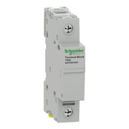 Schneider Electric Easy9 Series Terminal Block, 1-Way, 100A, 25 → 35 mm² Wire, Screw Termination [EZ9TB1001]; 654-206