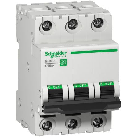 Schneider Electric Multi9 M9F MCB Mini Circuit Breaker, 3P, 25A Curve B, 277V AC, 10 kA Breaking Capacity [M9F21325]; 654-532
