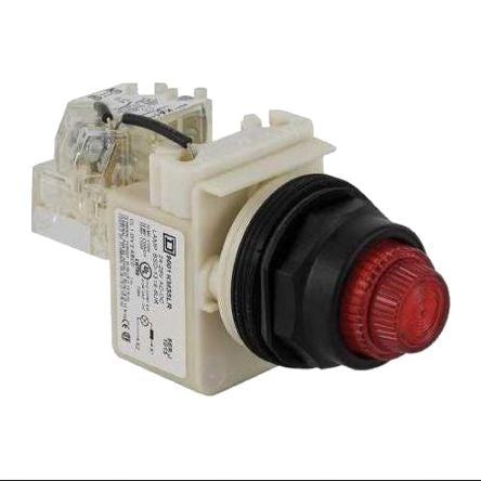 Schneider Electric, 9001K, Panel Mount Red LED Pilot Light, 30mm Cutout, IP66, Round, 28V [9001KT35LRR31]; 654-557
